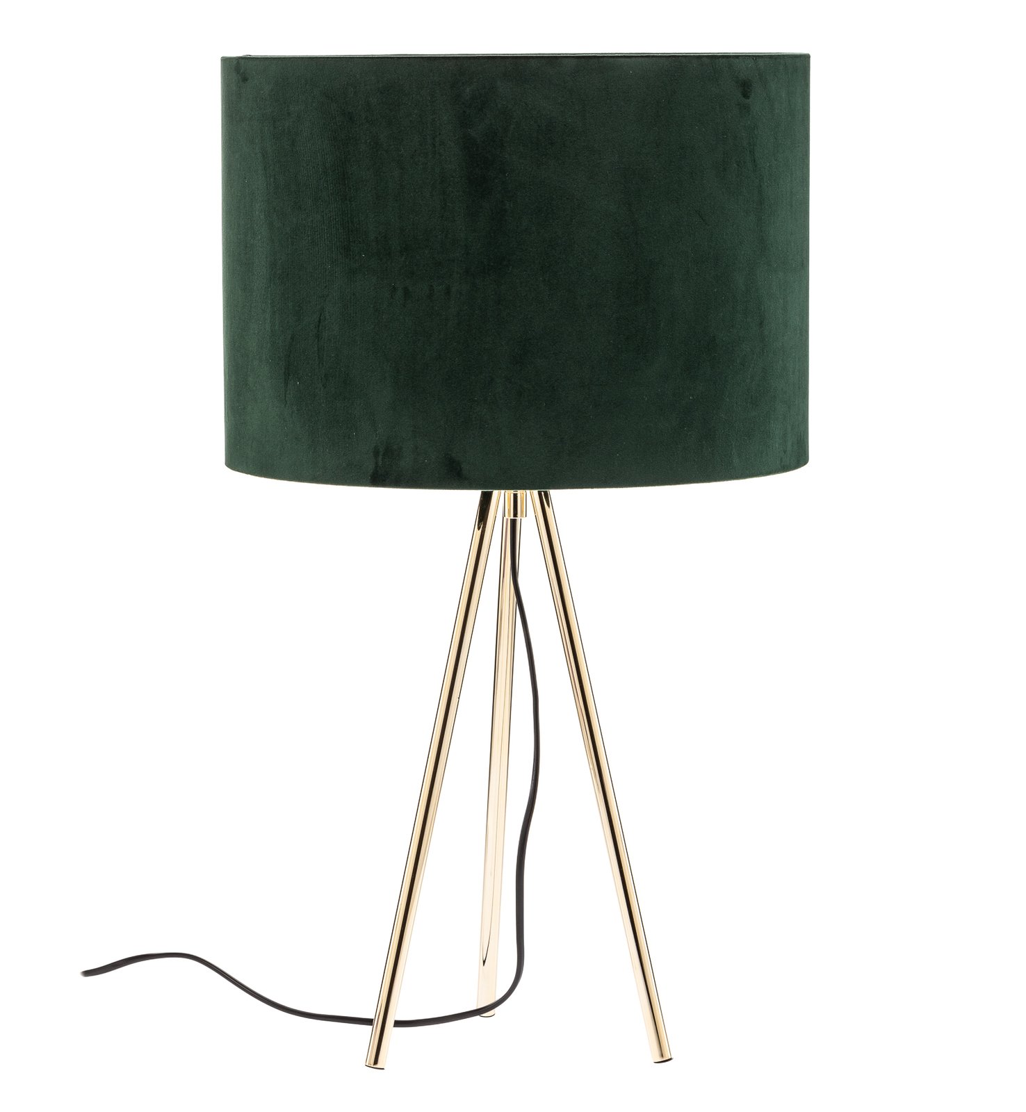 Monaco table lamp, triple gold, green velvet