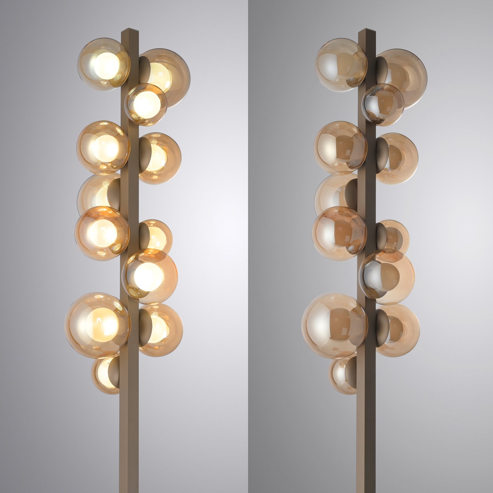 PURE LED állólámpa pop-up bronz alumínium/üveg fényerőszabályzó 12-light