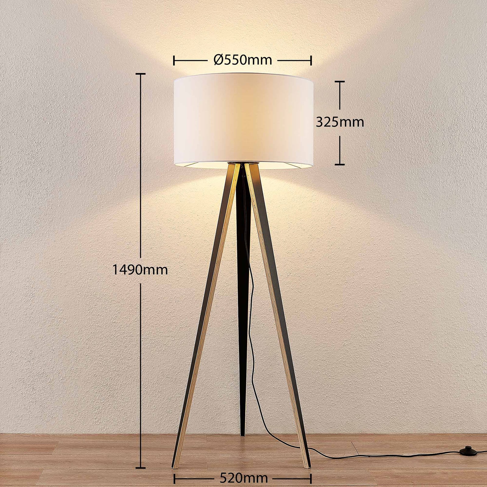 Bodhi Cylinder Tripod Stehleuchte White - Lucande