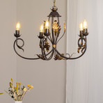 Kronleuchter Gretel, 5-flammig, bronzefarben, Metall, E14