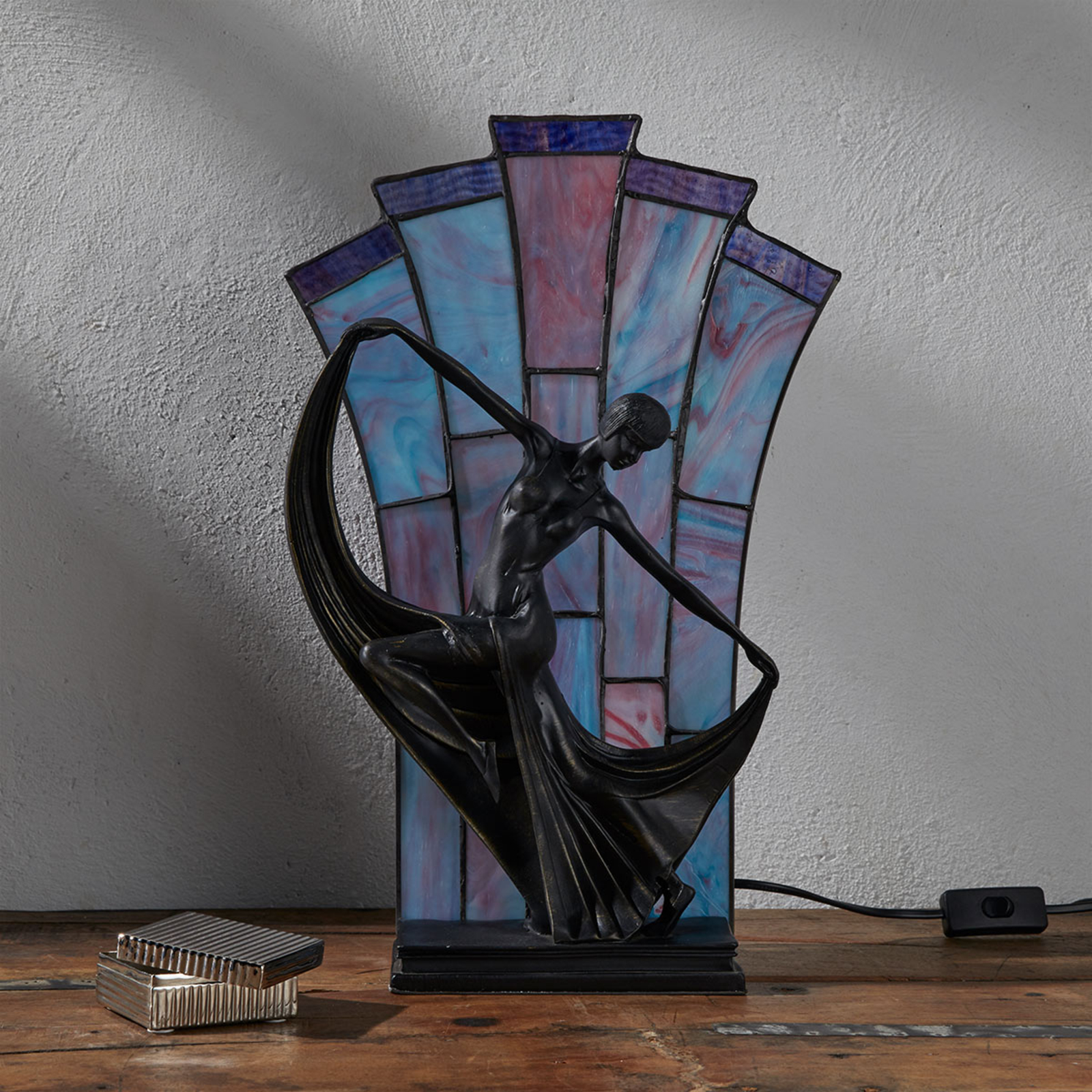 Efektowna lampa stołowa Flamina w stylu Tiffany
