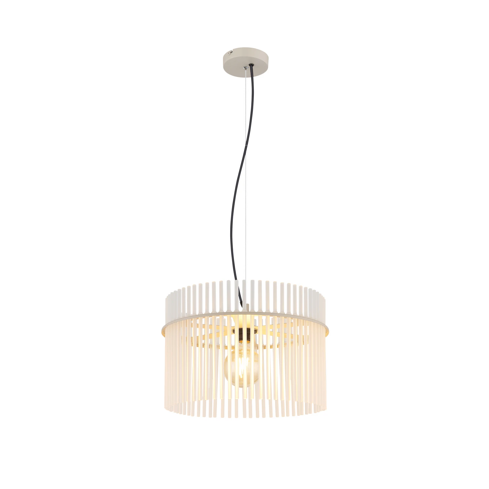 Gorley hanging light, white/sand, Ø 40 cm, glass, E27