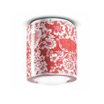 PI ceiling lamp, floral pattern, Ø 12.5 cm red/white