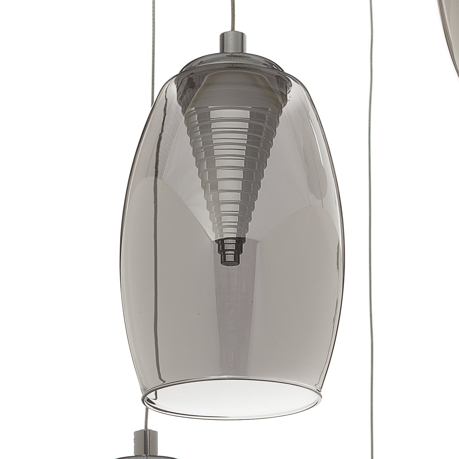 LED pakabinamas šviestuvas "Metropolis" dūminio stiklo penkių žibintų