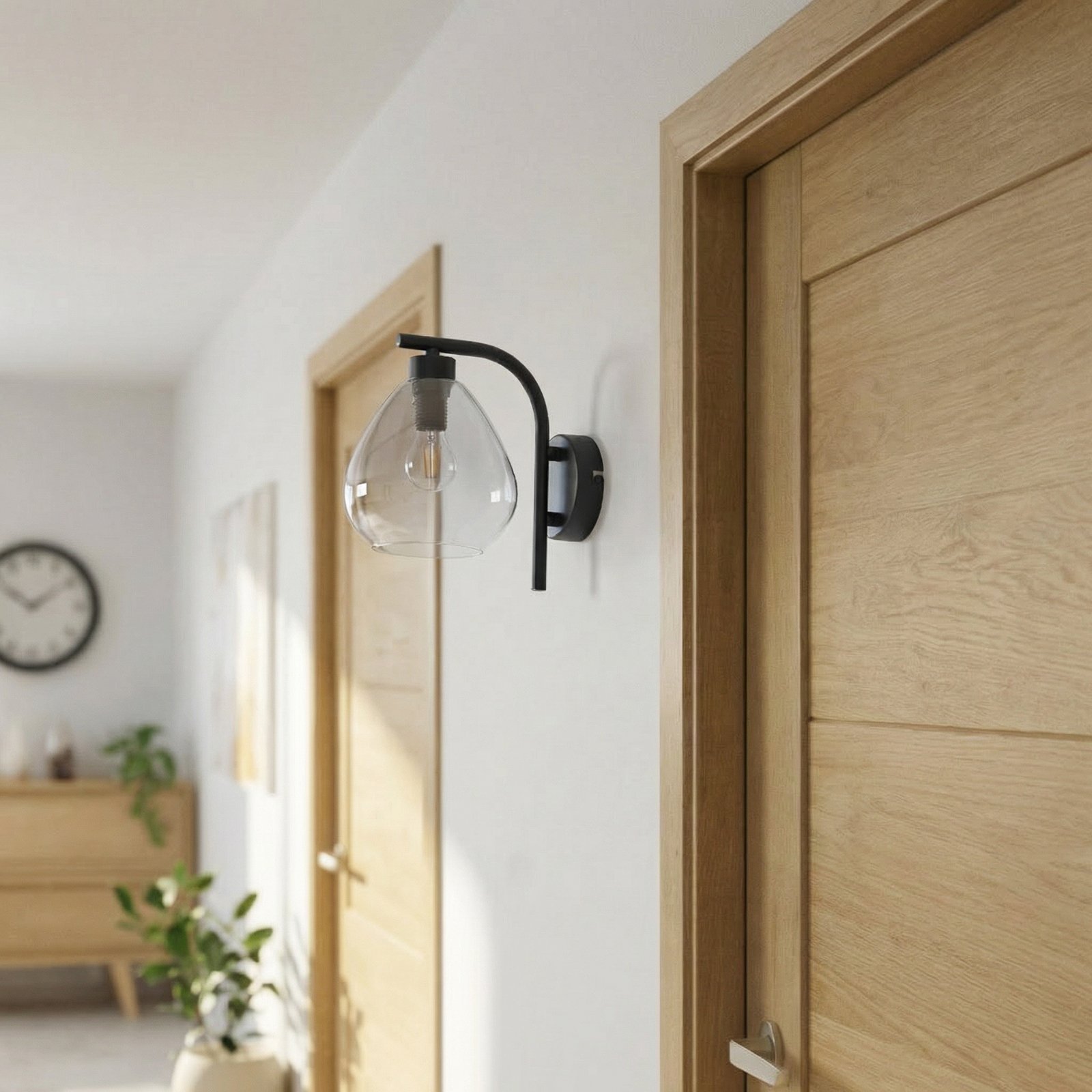 Lindby Pendura vegglampe, Ø 15 cm, svart, glass