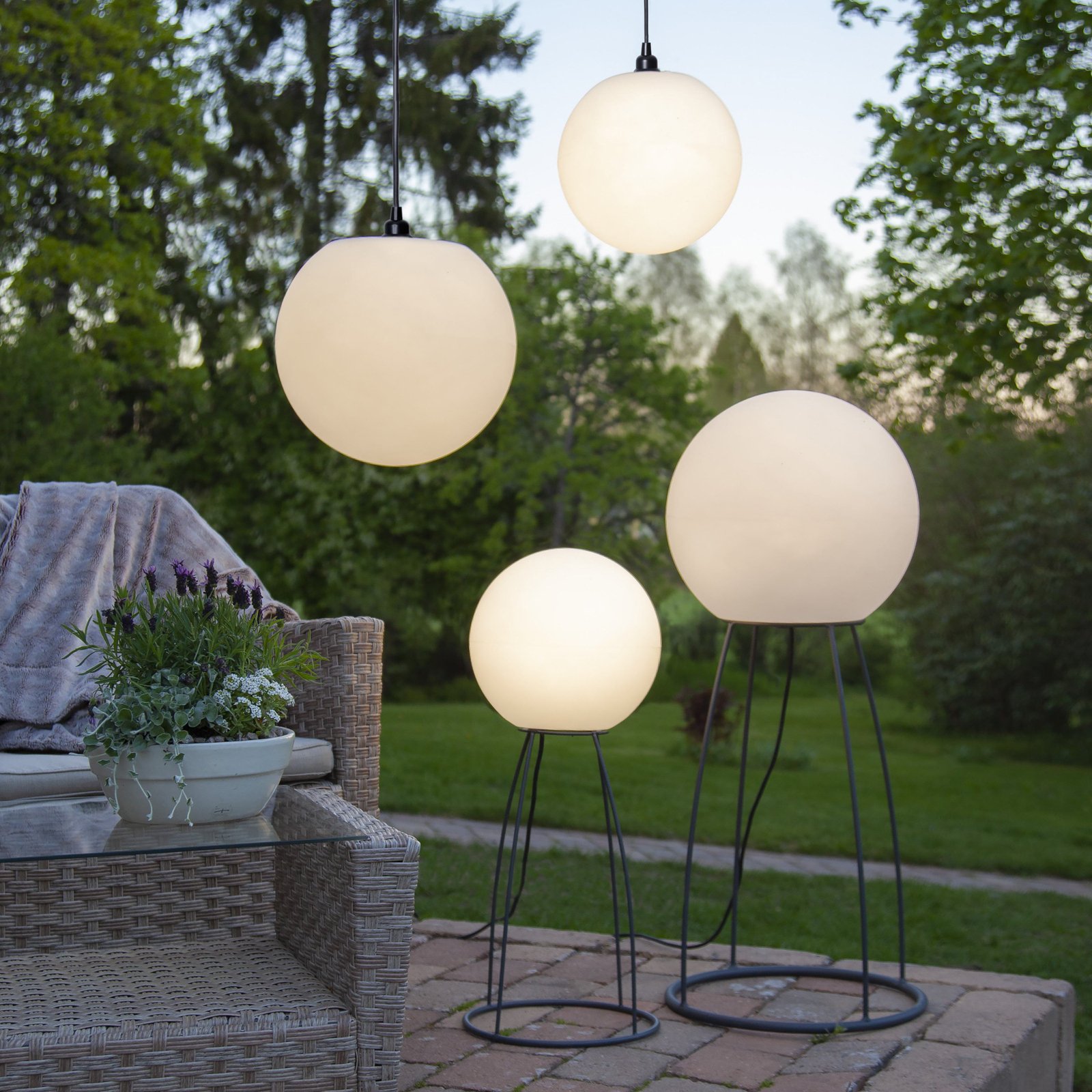 Patio lamp Mallorca 95 cm zwart/wit kunststof/metaal