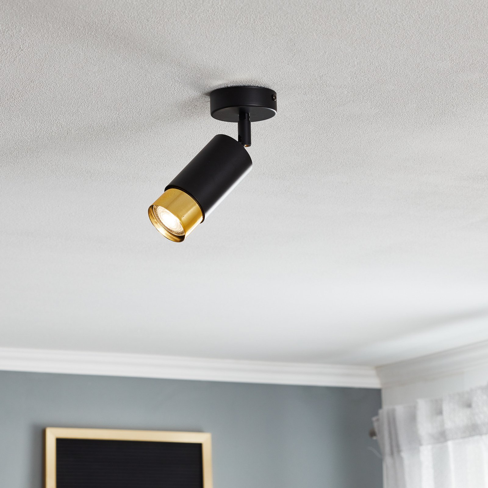 Kumo ceiling spotlight black/gold one-bulb
