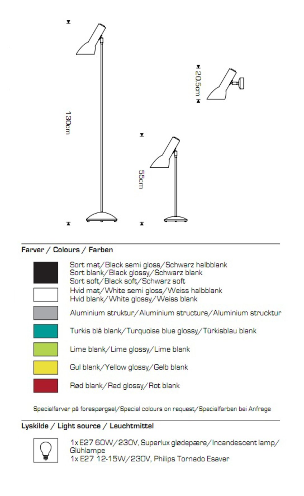 Oblique Lampadar Matte Black - CPH Lighting