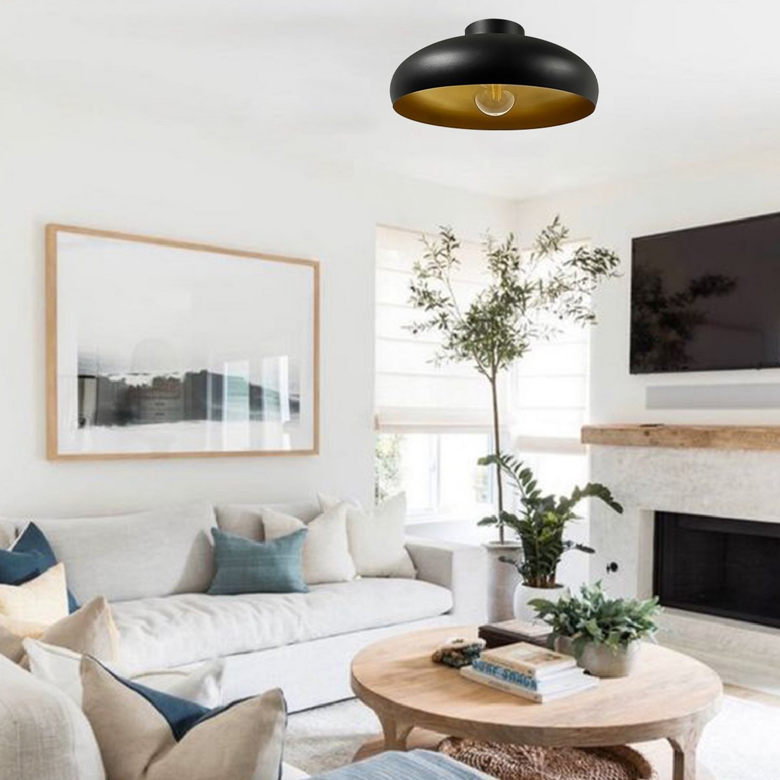 Olli ceiling light, black/gold Ø 40 cm, metal, E27