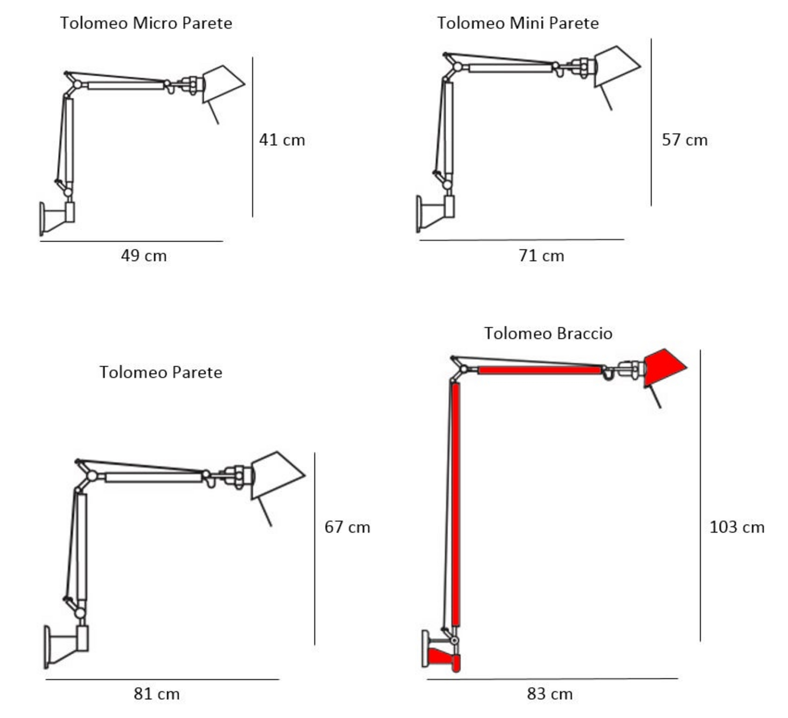 Tolomeo Braccio LED Aplică de Perete Aluminium - Artemide