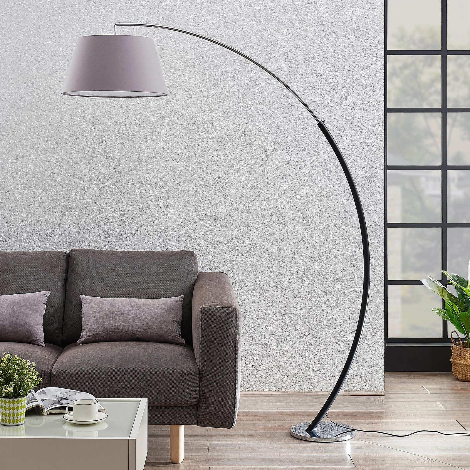 Evelyna Vloerlamp Grey/Chrome/Black - Lucande