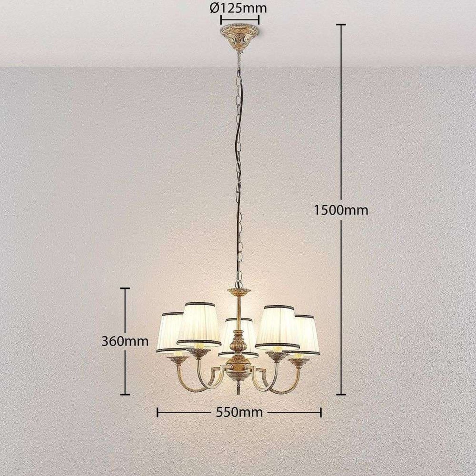 Lumiel 5 Lustr Cream/Antique Brass - Lindby