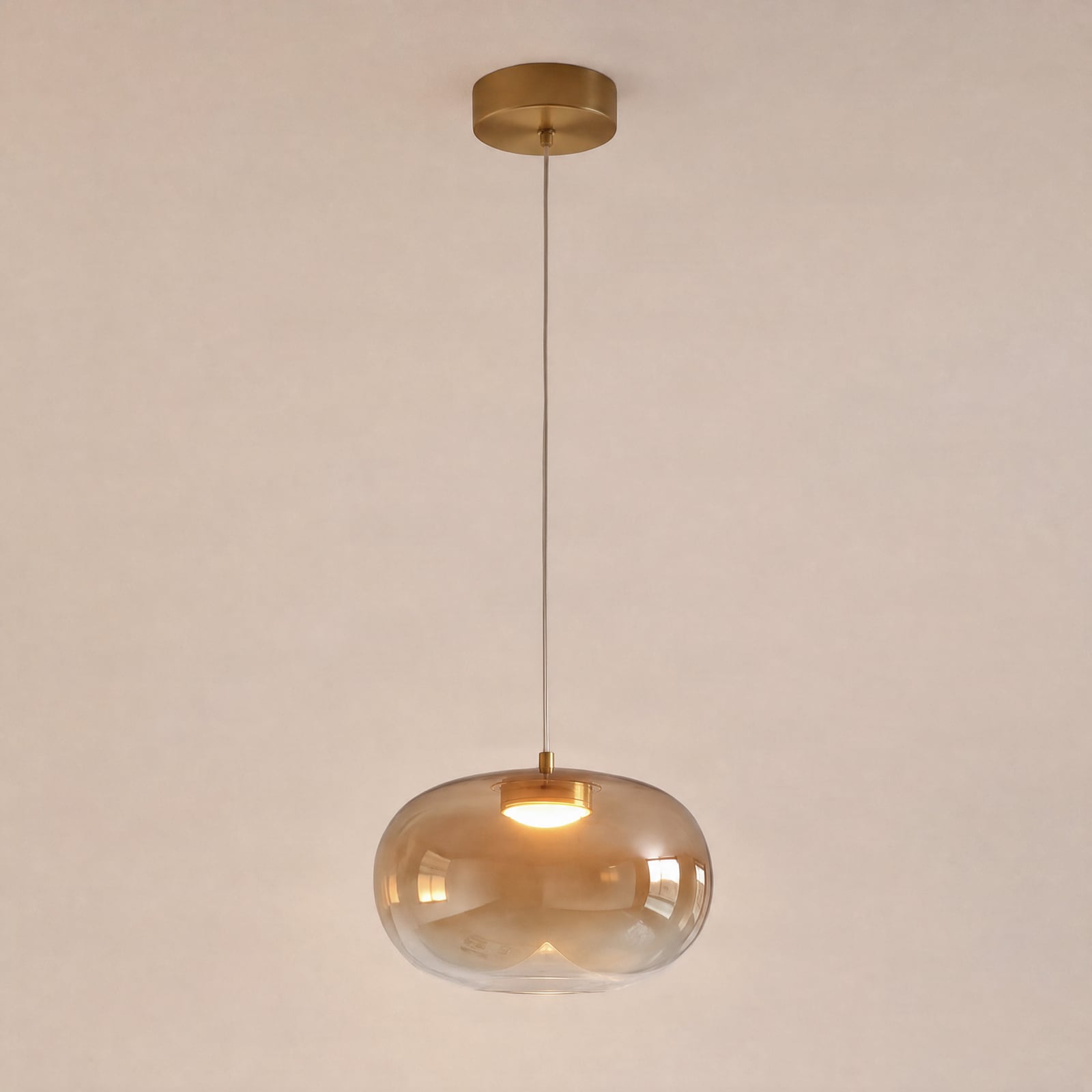LED hanglamp Vaso, amberkleurig, Ø 18 cm, glas