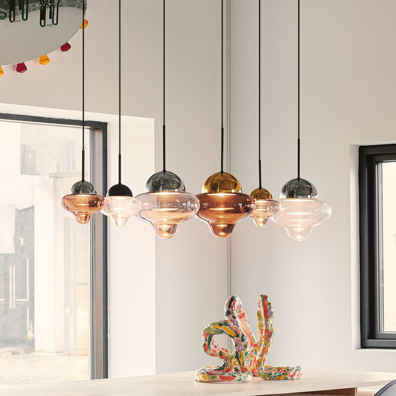 LED-Hängeleuchte Nutty, Ø 18,5 cm, Glas, mundgeblasen