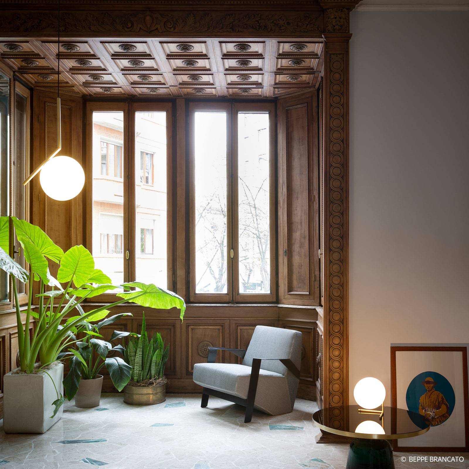 Designerska lampa wisząca FLOS IC S2, mosiądz