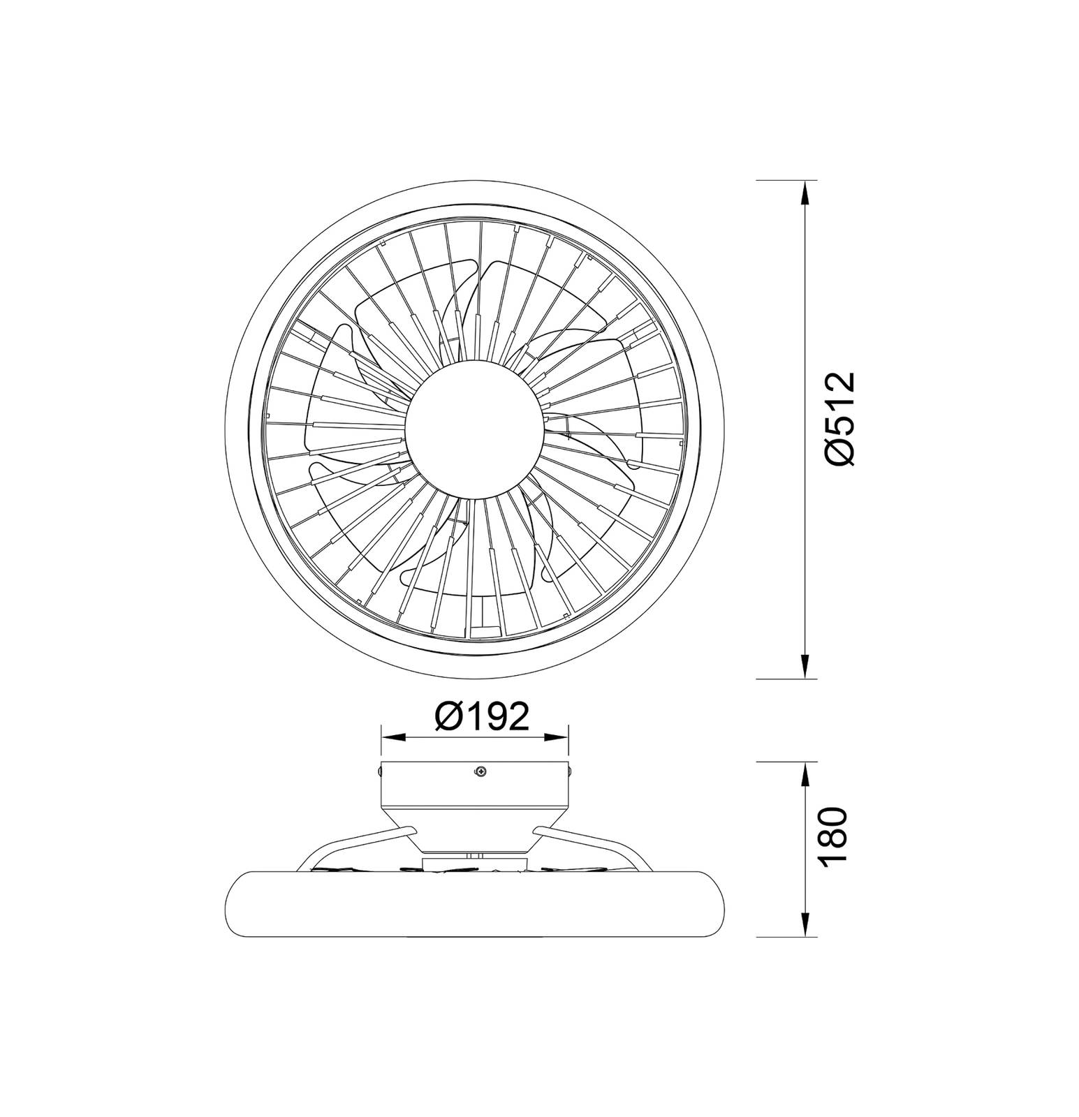 Wentylator sufitowy LED Turbo, biały, DC cichy Ø 51 cm CCT