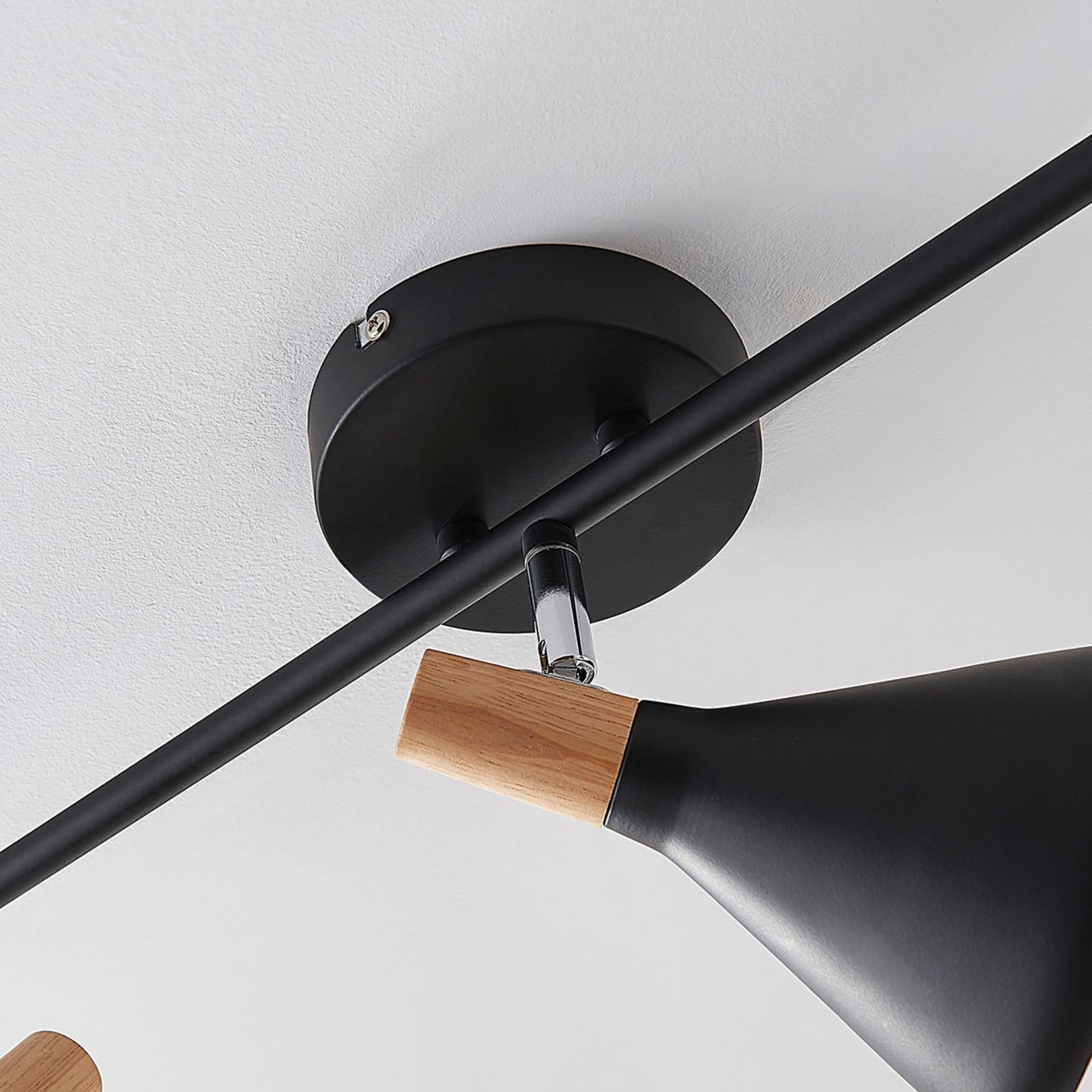 Arina ceiling light in black, 3-bulb long
