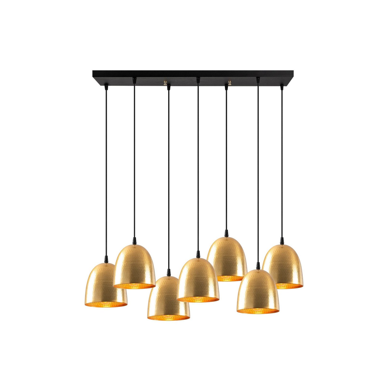 Tattoo 6183 pendant light, gold-coloured, metal, 7-bulb