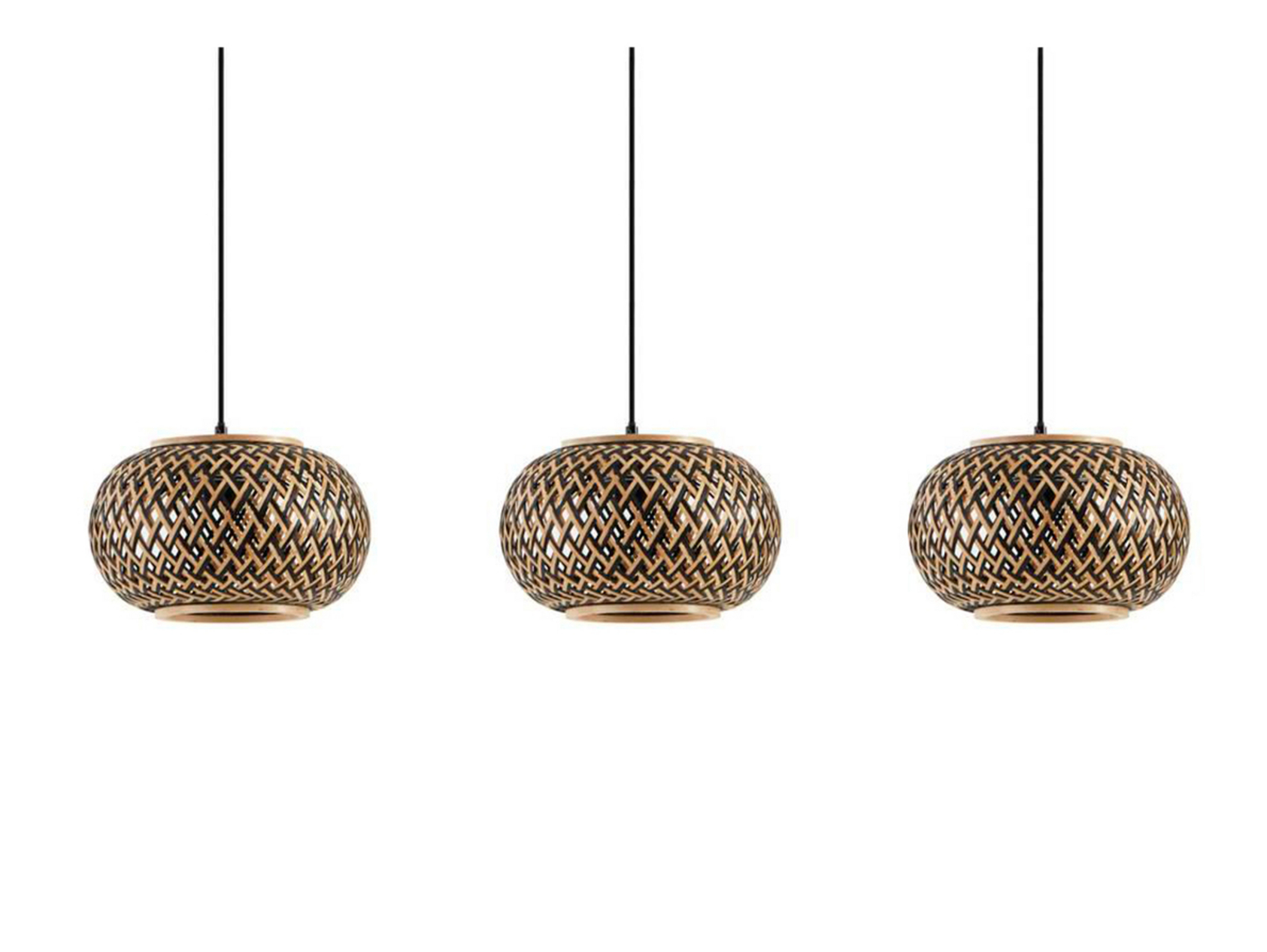 Nerys 3 Lampada a Sospensione Black/Wood - Lindby