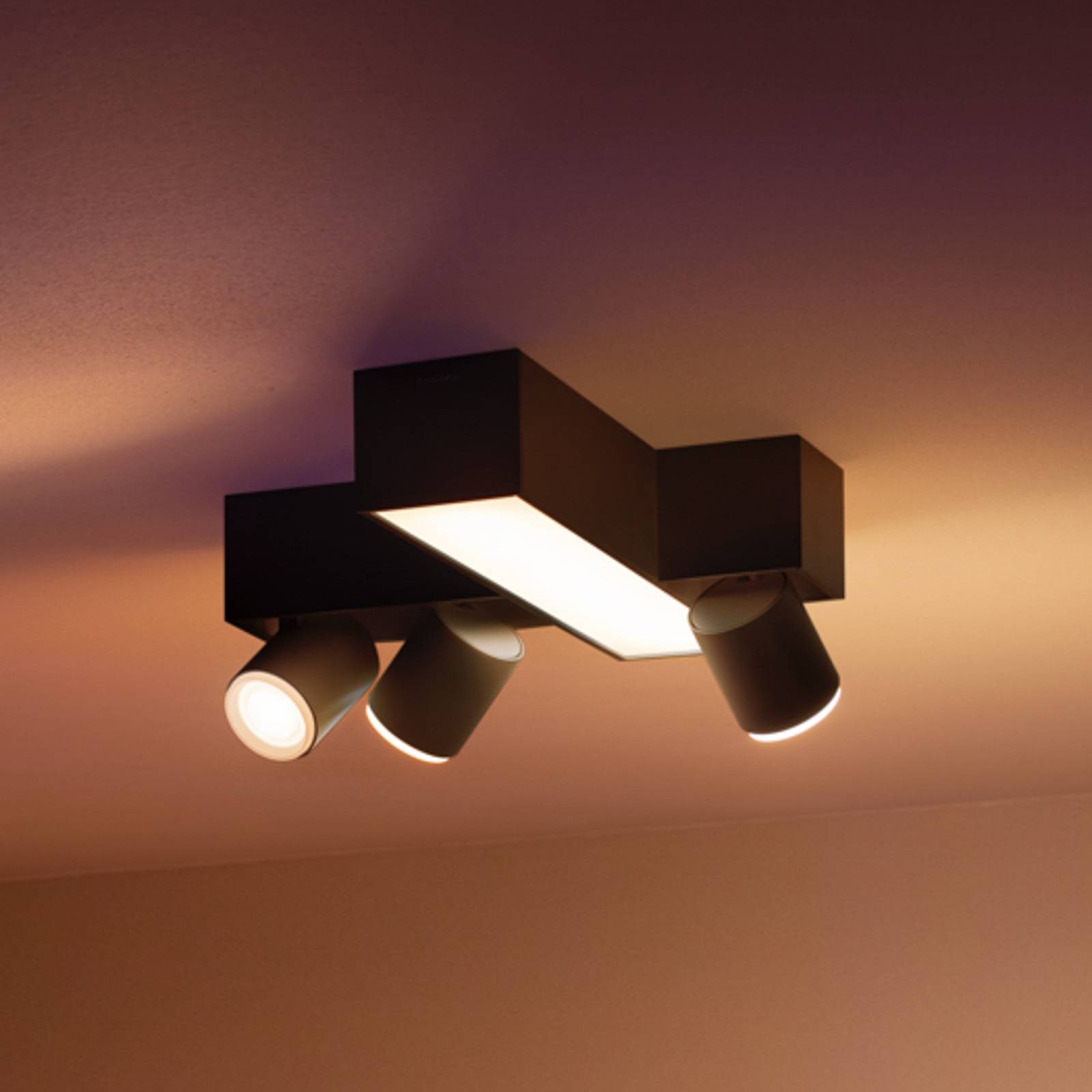 Philips Hue LED-spotlight Centris Cross svart 3 lampor RGB CCT