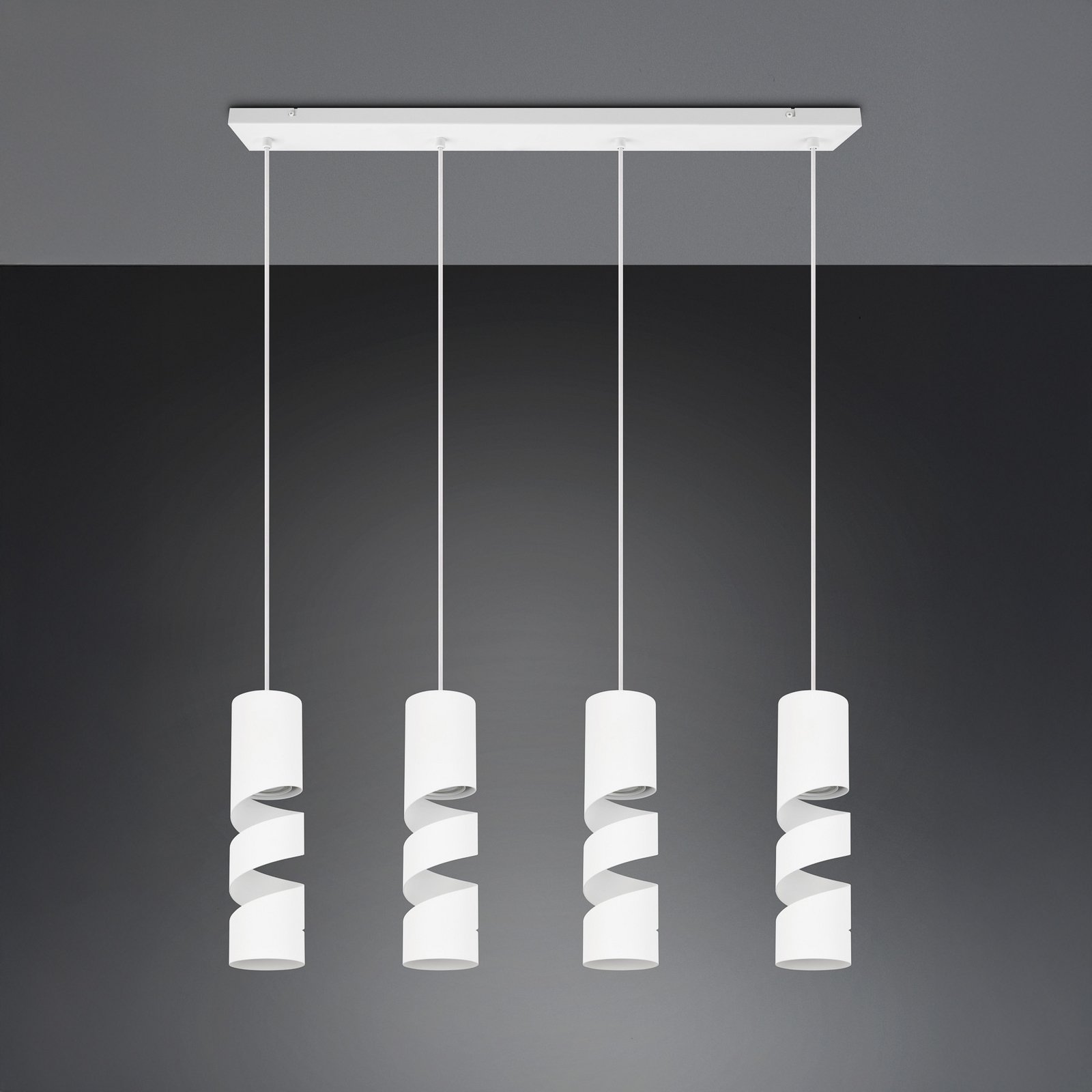 Stream pendant light, white, length 80 cm 4-bulb metal GU10