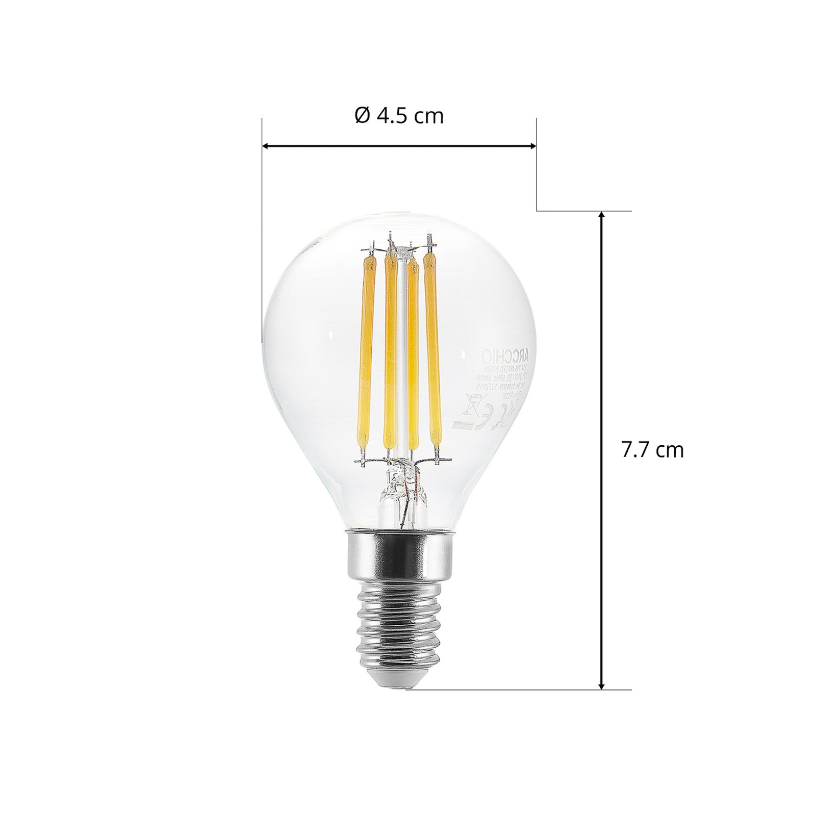 Arcchio LED-Leuchtmittel E14 P45, 4W, klar, 2.700 K, dimmbar