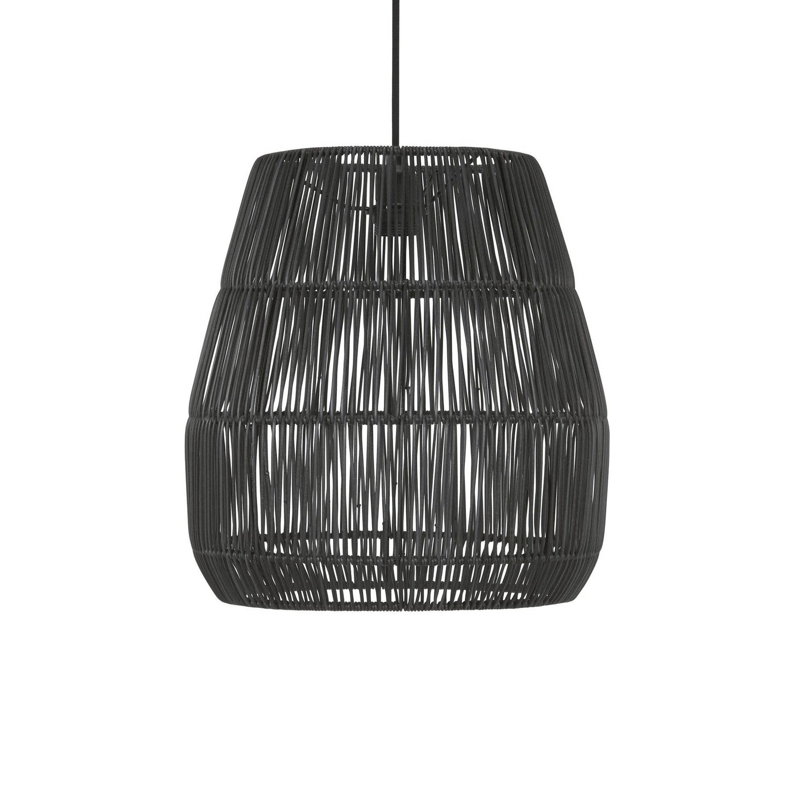 PR Home Saigon pendant light, rattan look, black, Ø 38 cm