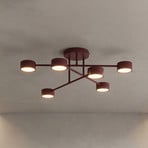 HALO ceiling light, dark red, Ø 60 cm, 6-bulb, metal, GX53