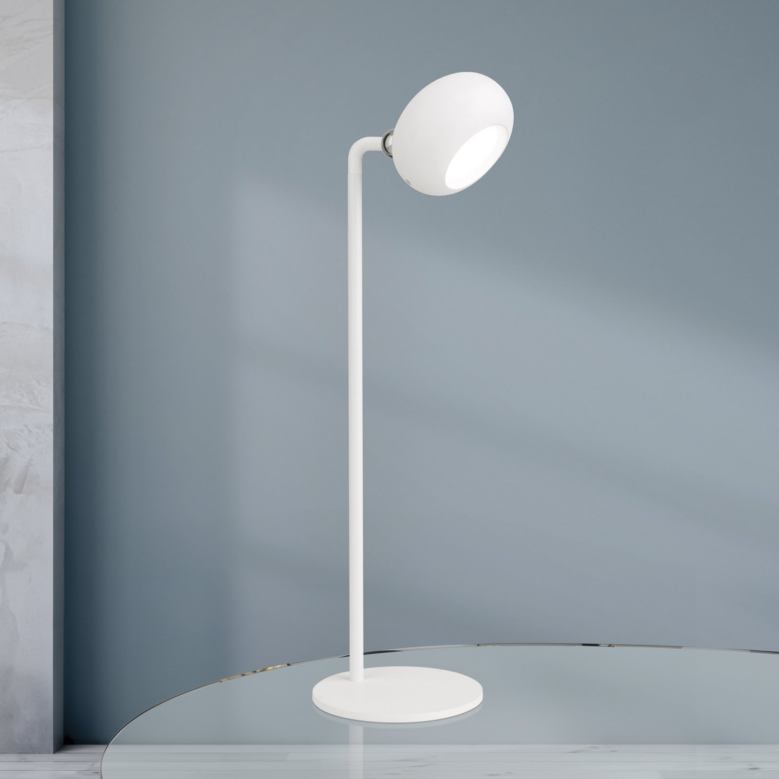 Lampe de table LED rechargeable Kerby, blanc, hauteur 40 cm,