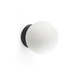 LED wall light Ping, black/opal, glass, aluminium, Ø 10 cm