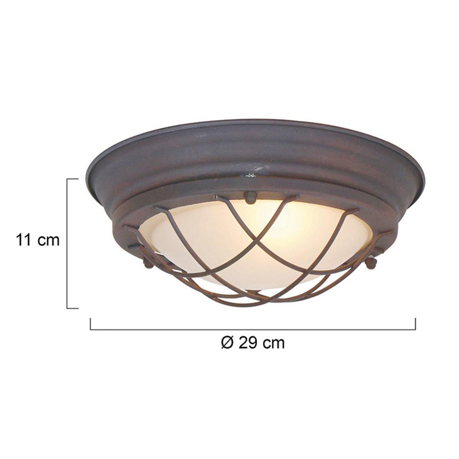 Deckenleuchte Lisanne, braun, Ø 29 cm, Metall, Glas, E27