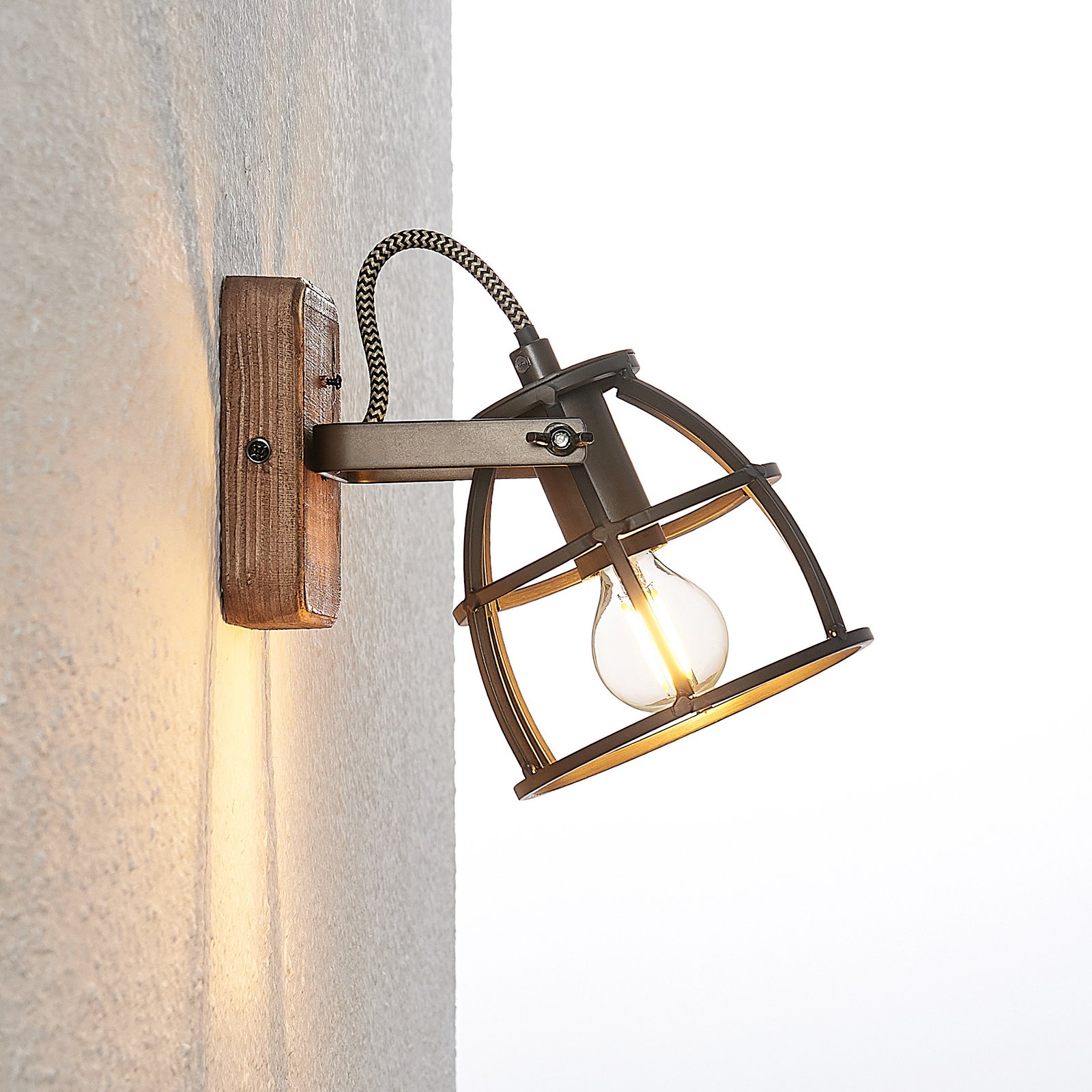 Rutger Wall Lamp Wood/Black - Lindby