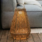 Lindby LED-Solarleuchte Amaria, Rattan, hell, Ø 27 cm