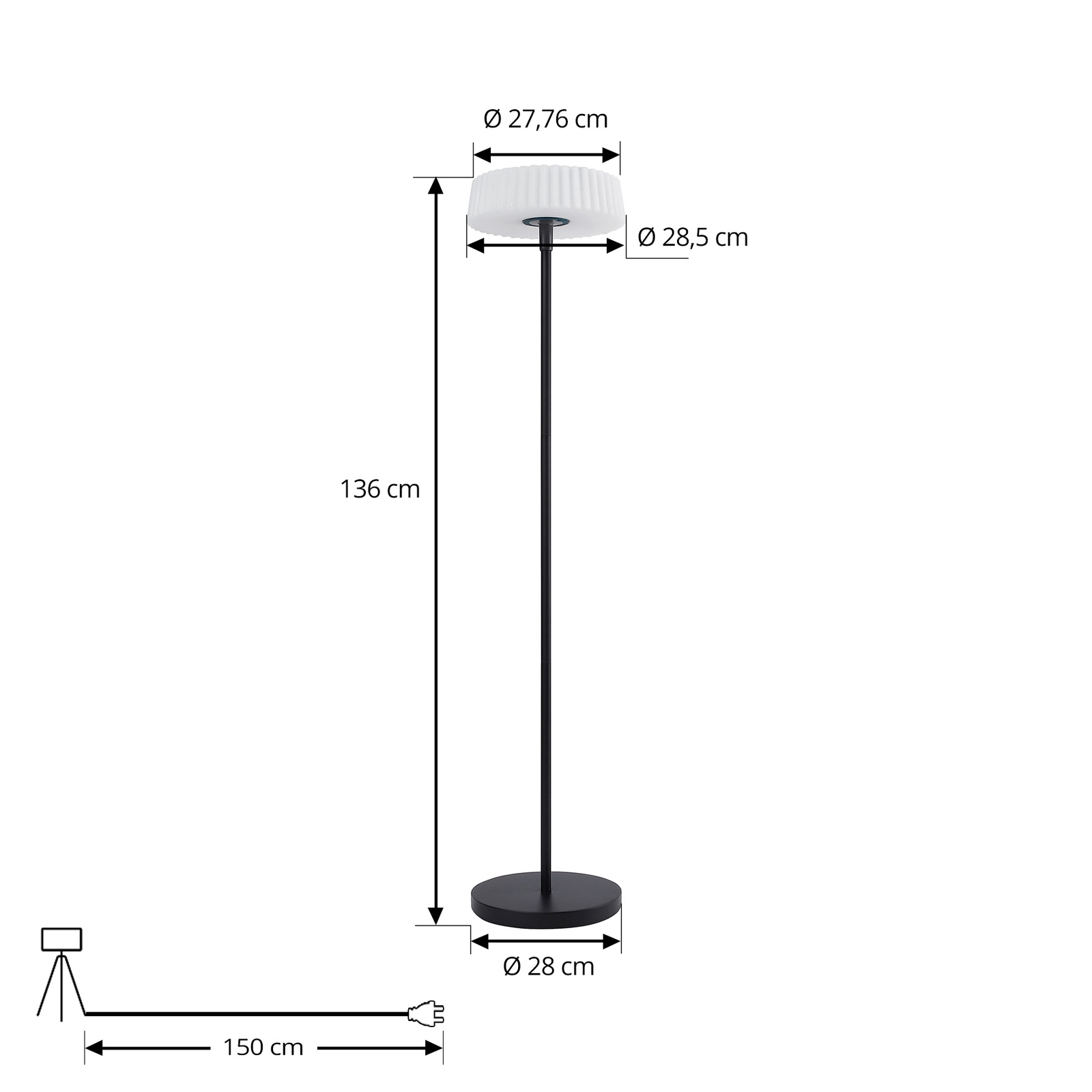 Samine Prenosné Solárny článok Stojacia lampa Dim. Čierna - Lindby
