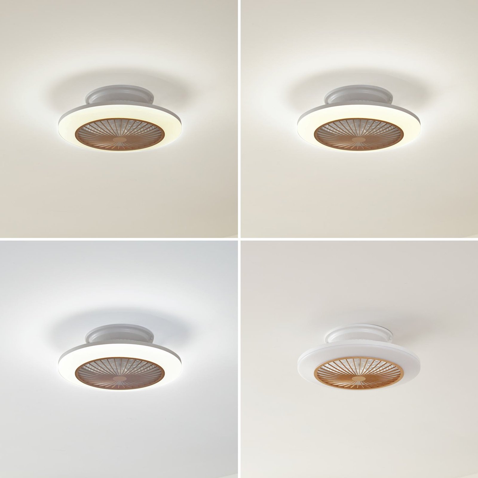 Lindby LED-loftventilator Mamuti, træfarvet, støjsvag, 55 cm