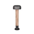 Fraser path light, grey/wood look, aluminium, IP54, height 84.5 cm