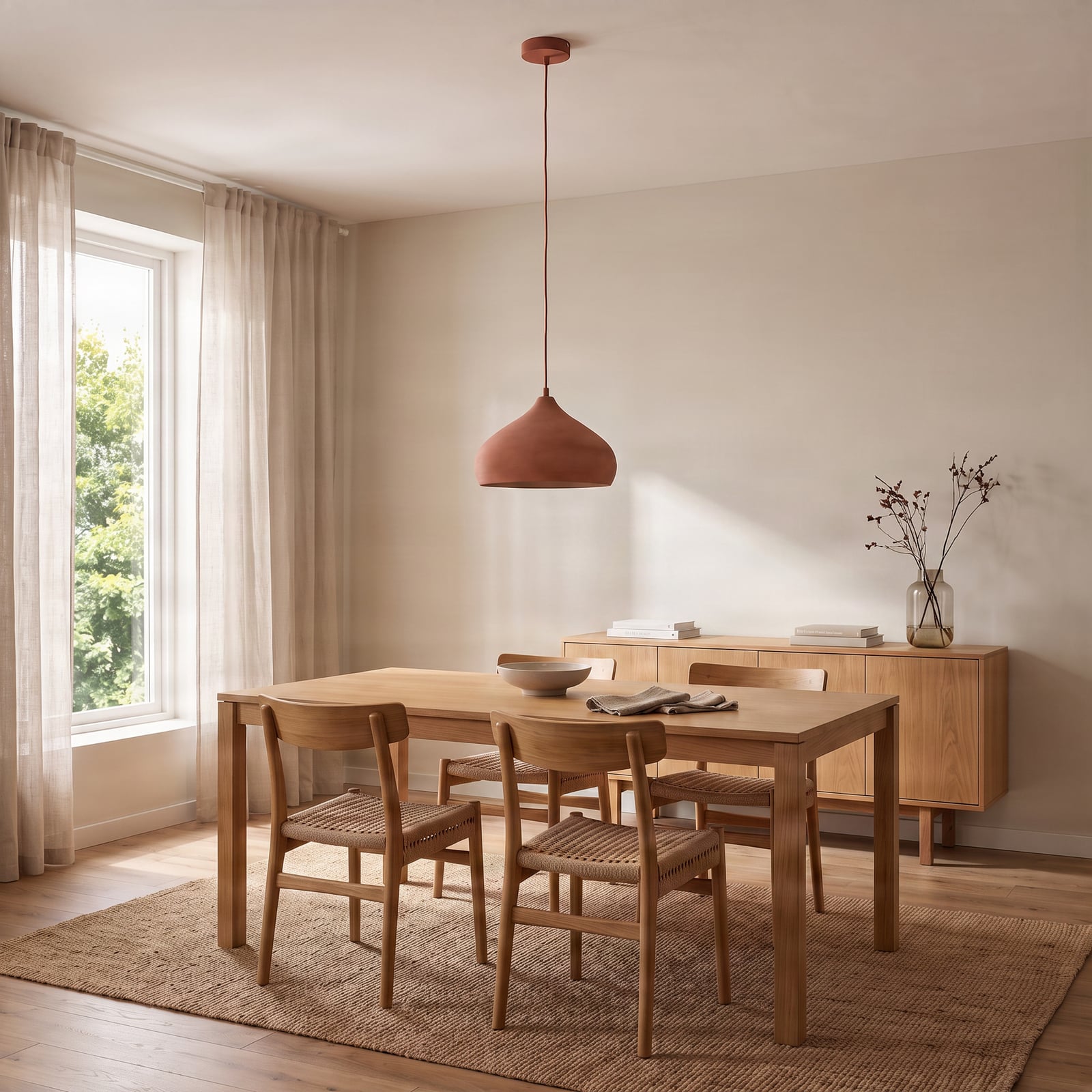 Lindby Pendelleuchte Fiona, Beton, terracottafarben, E27 Lindby Pendelleuchte Fiona, Beton, terracottafarben, E27