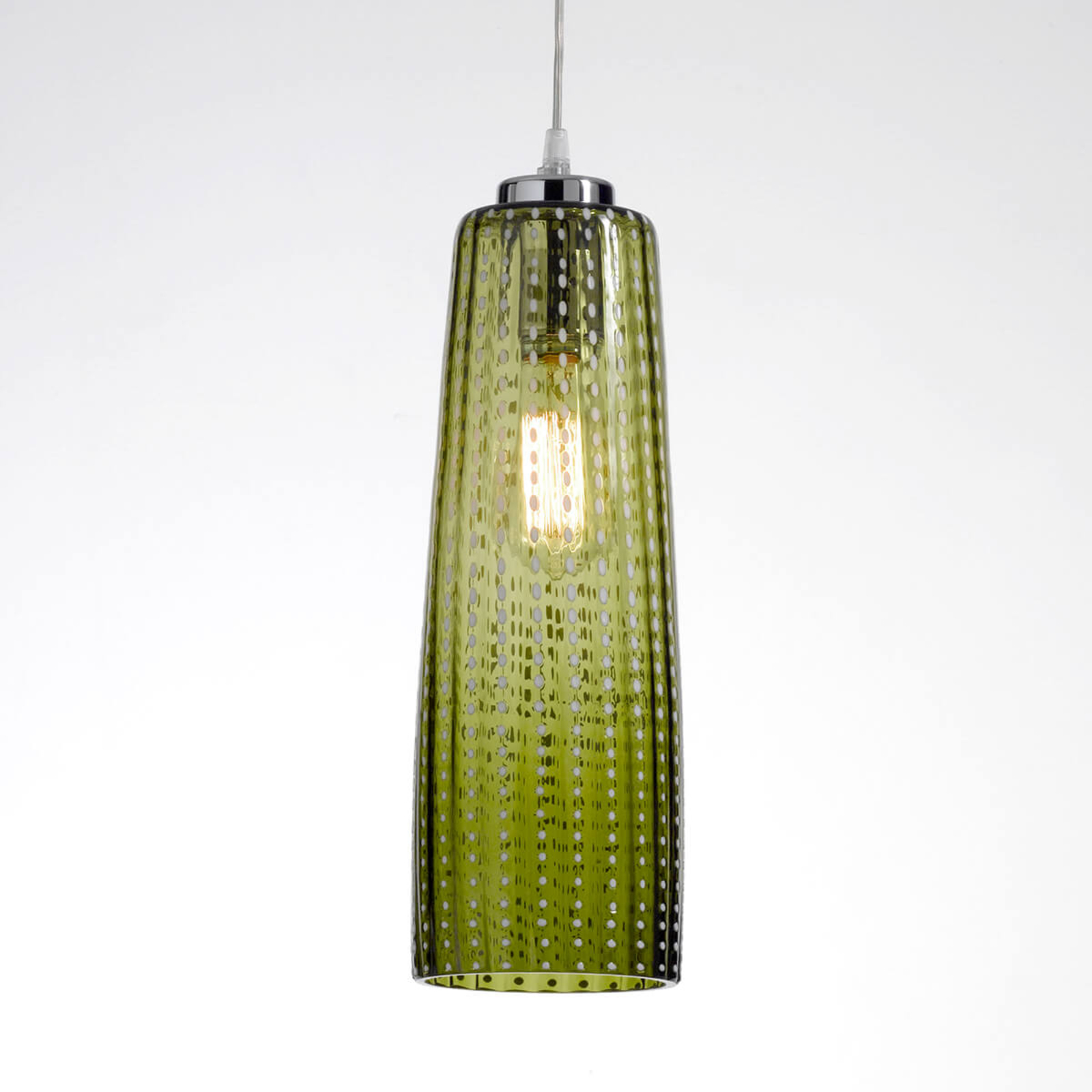 Ailati Hanging lamp Perle with apple-green lampshade, for Living / Dining Room, glass, metal, E27, 70 W, energy efficiency: A++, H: 42 cm