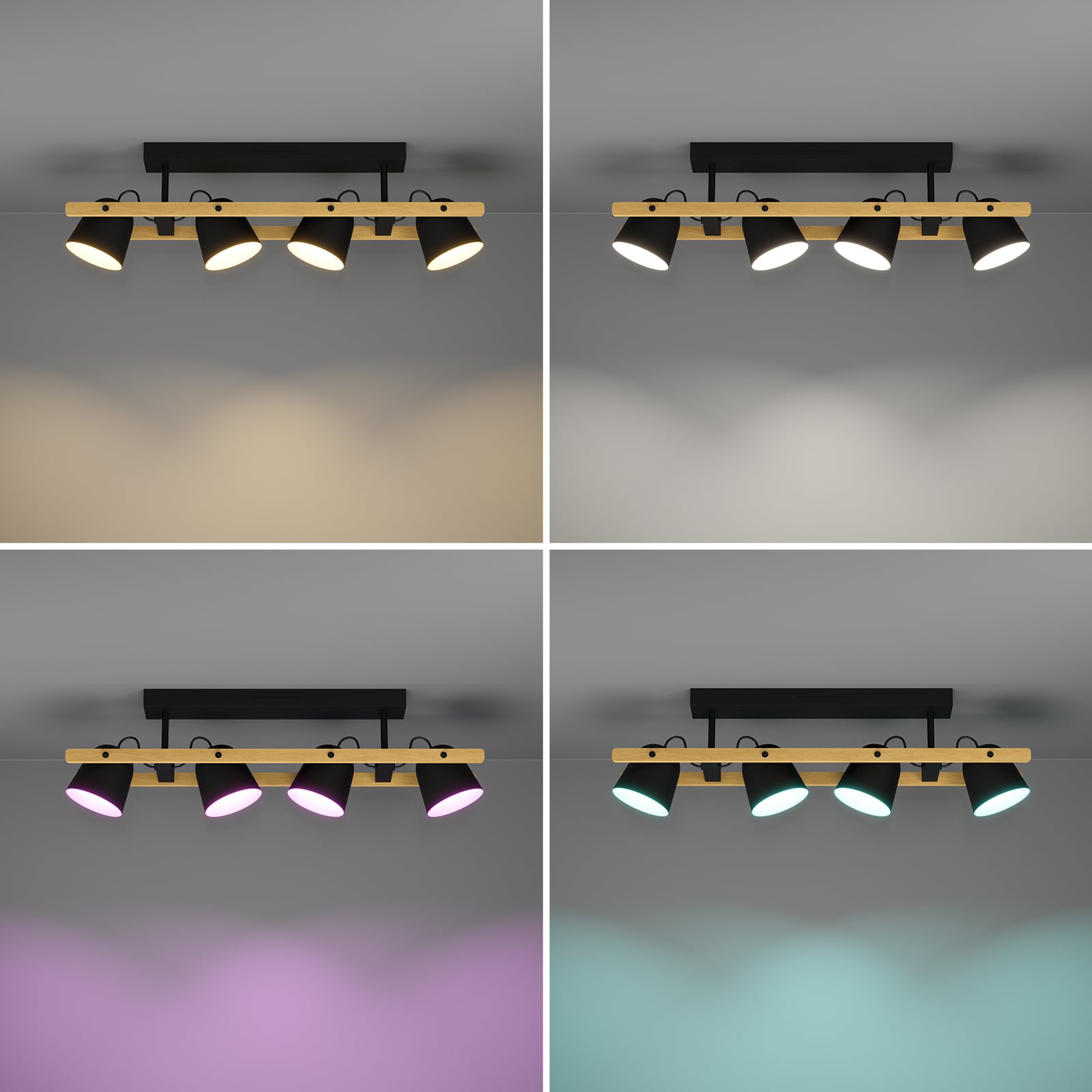 EGLO connect lampa sufitowa LED Hornwood-Z, 4-punktowa, czarna