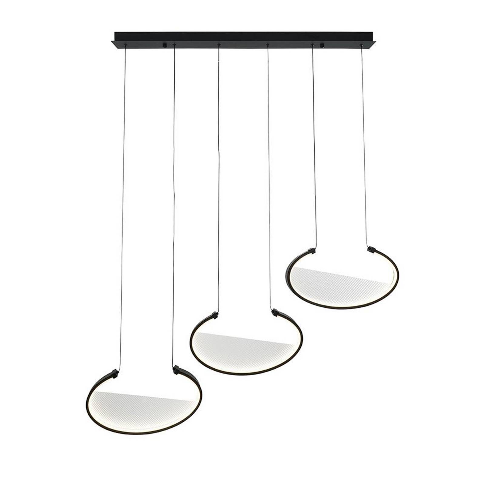 Żyrandol LED Adele, długość 117 cm, czarny, metal, 3-punktowa