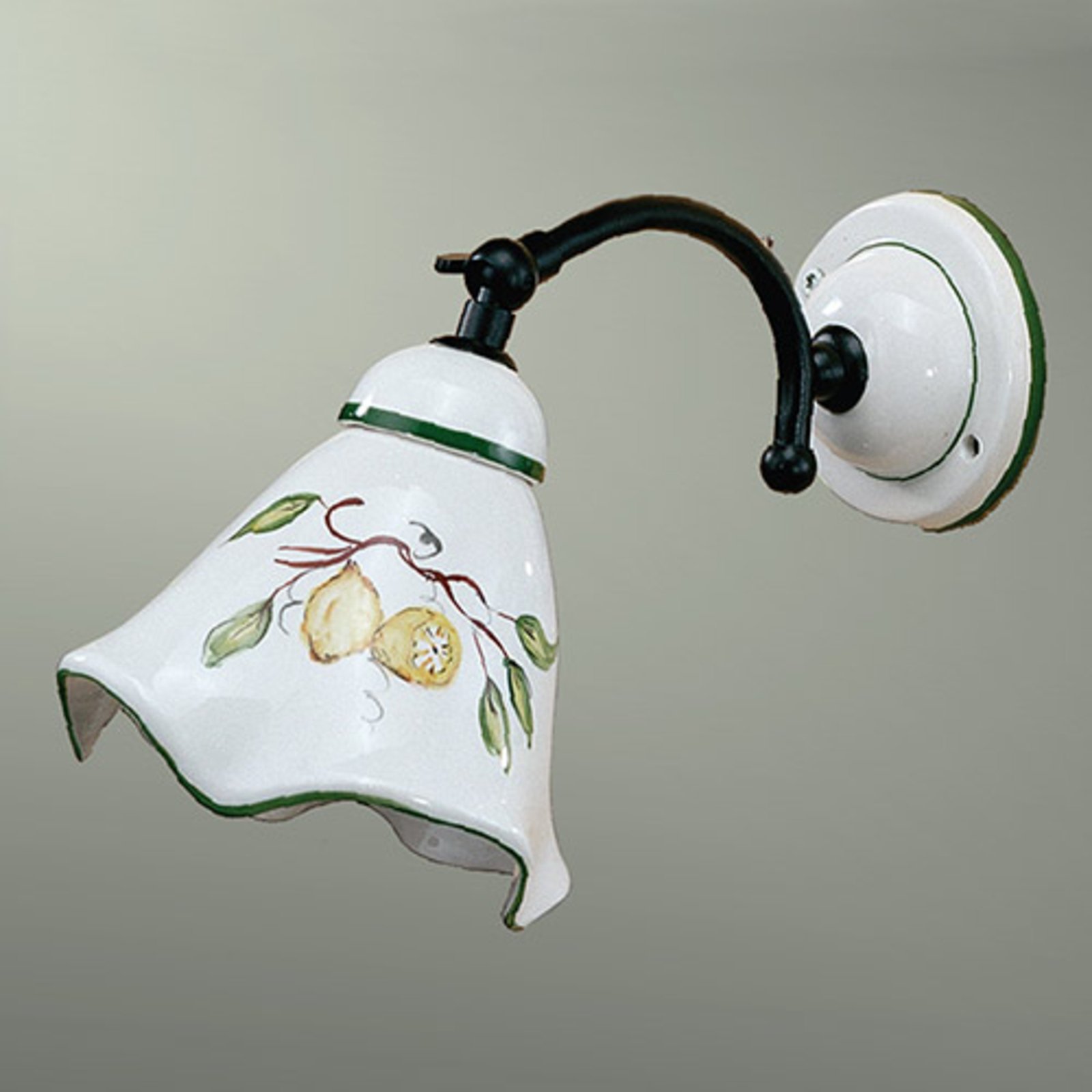 Eurokeramic Ceramic wall light Felicia with lemon pattern, for Living / Dining Room, ceramics, metal, E14, 40 W, energy efficiency: A++, H: 19 cm