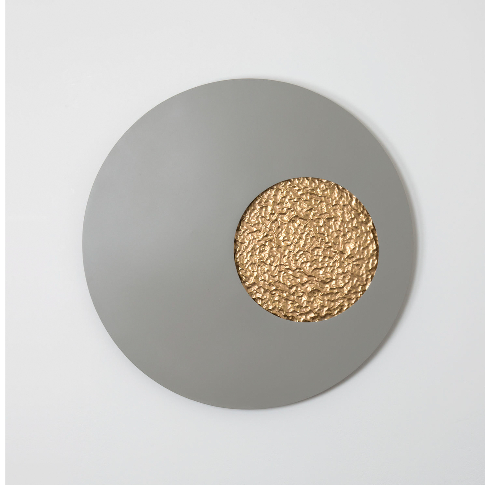 Aplique de parede LED Luna, cinzento/dourado, Ø 80 cm, ferro