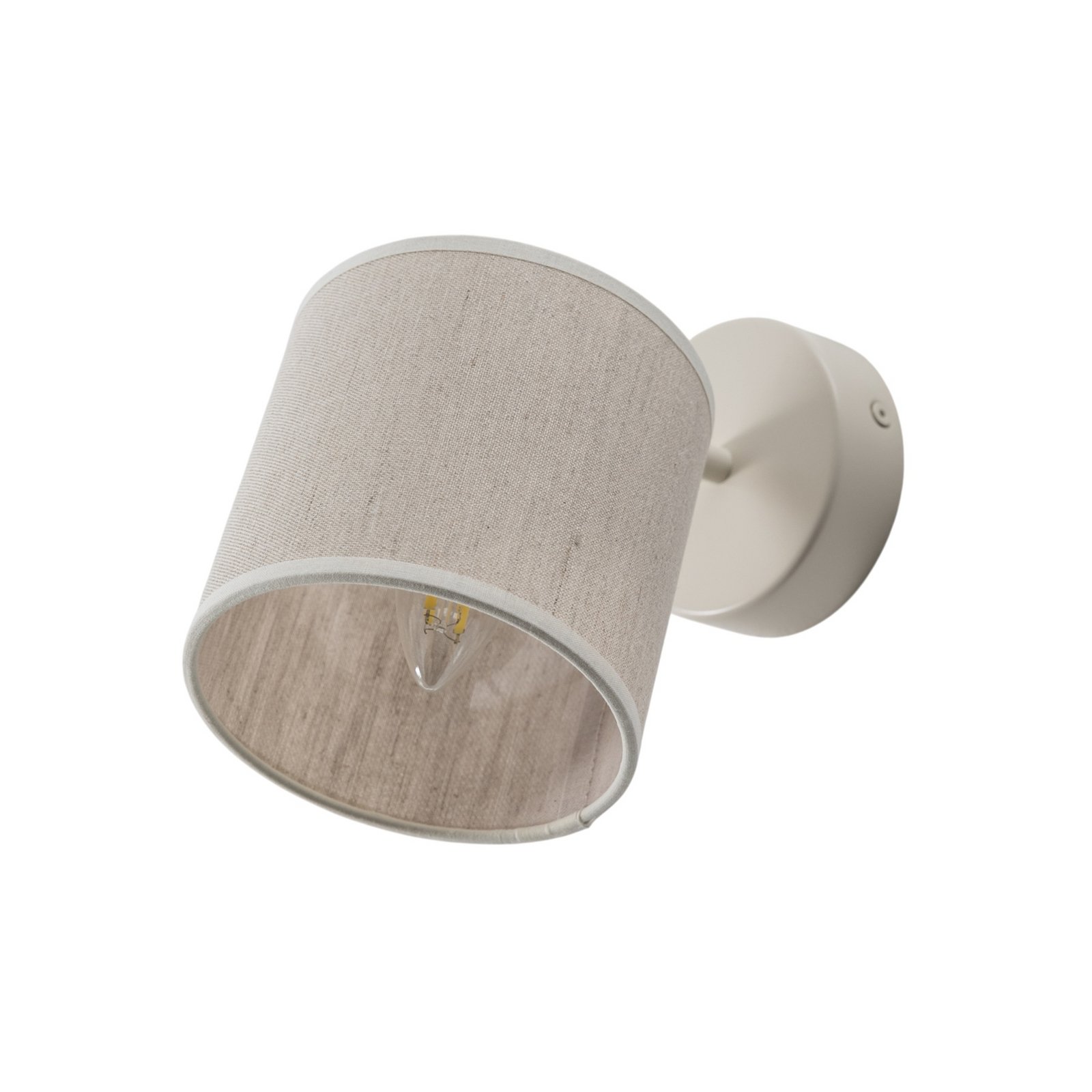 Стенно осветление Suerte, кремаво бяло, ленен текстил, височина 18 cm, E14