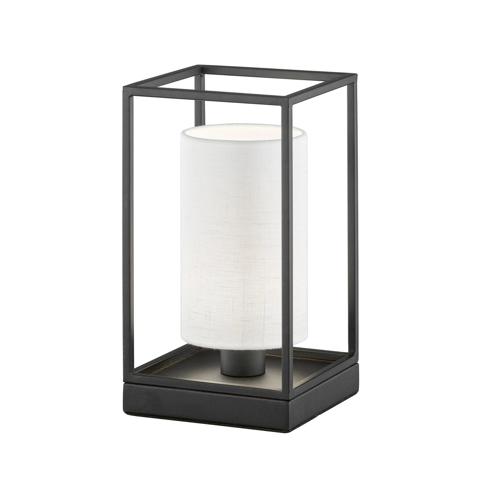 Lampada da tavolo Gilli, bianco/nero, lino, metallo, altezza 29 cm