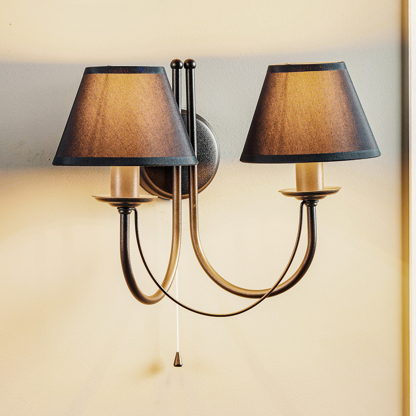 Wandlamp Bona, 2-lamps, zwart