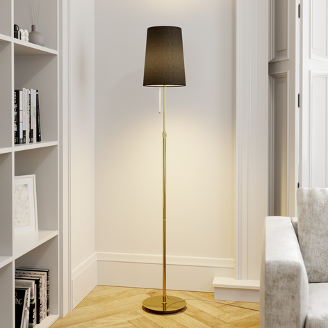 Lucande Pordis Stehlampe, 164 cm, messing-schwarz