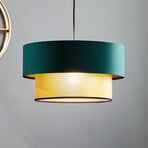 Dorina pendant light with double shade, green/gold