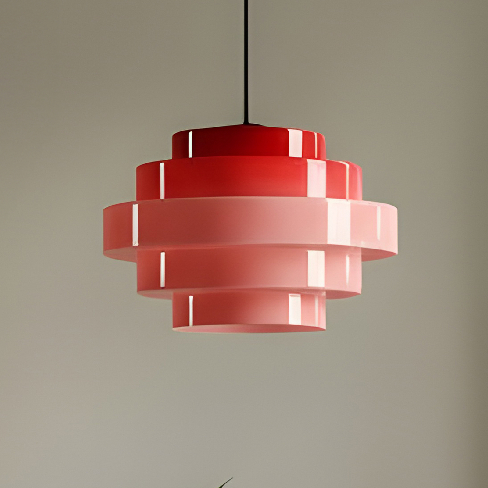 Hengelampe Filo, rød, Ø 28 cm, glass