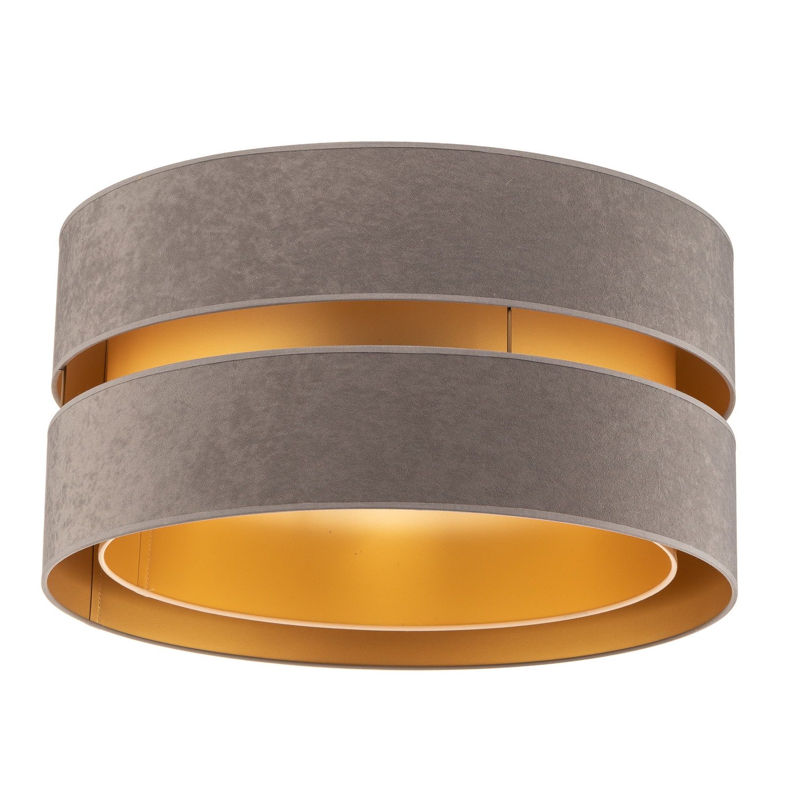 Plafondlamp Duo van textiel, grijs/goud, Ø60cm