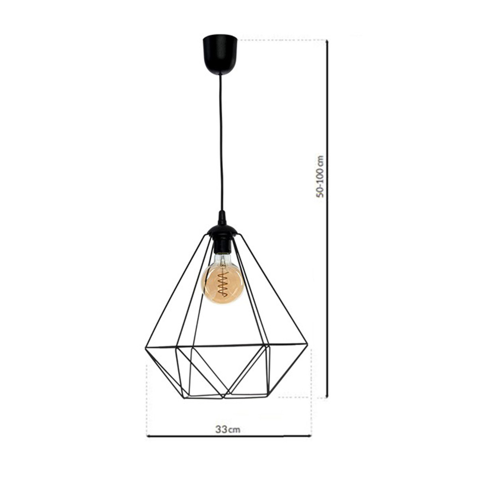 Basket hanging light, black, one-bulb